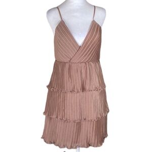 Altard State light brown Ruffle Tiered Mini Dress Cocktail Spaghetti Strap M
